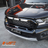 Gloss Black Raptor Style Front Bumper Bar Grille Grill Bodykit & LED DRL Lights for Ford Ranger PX MK3 WildTrak - Mars Performance